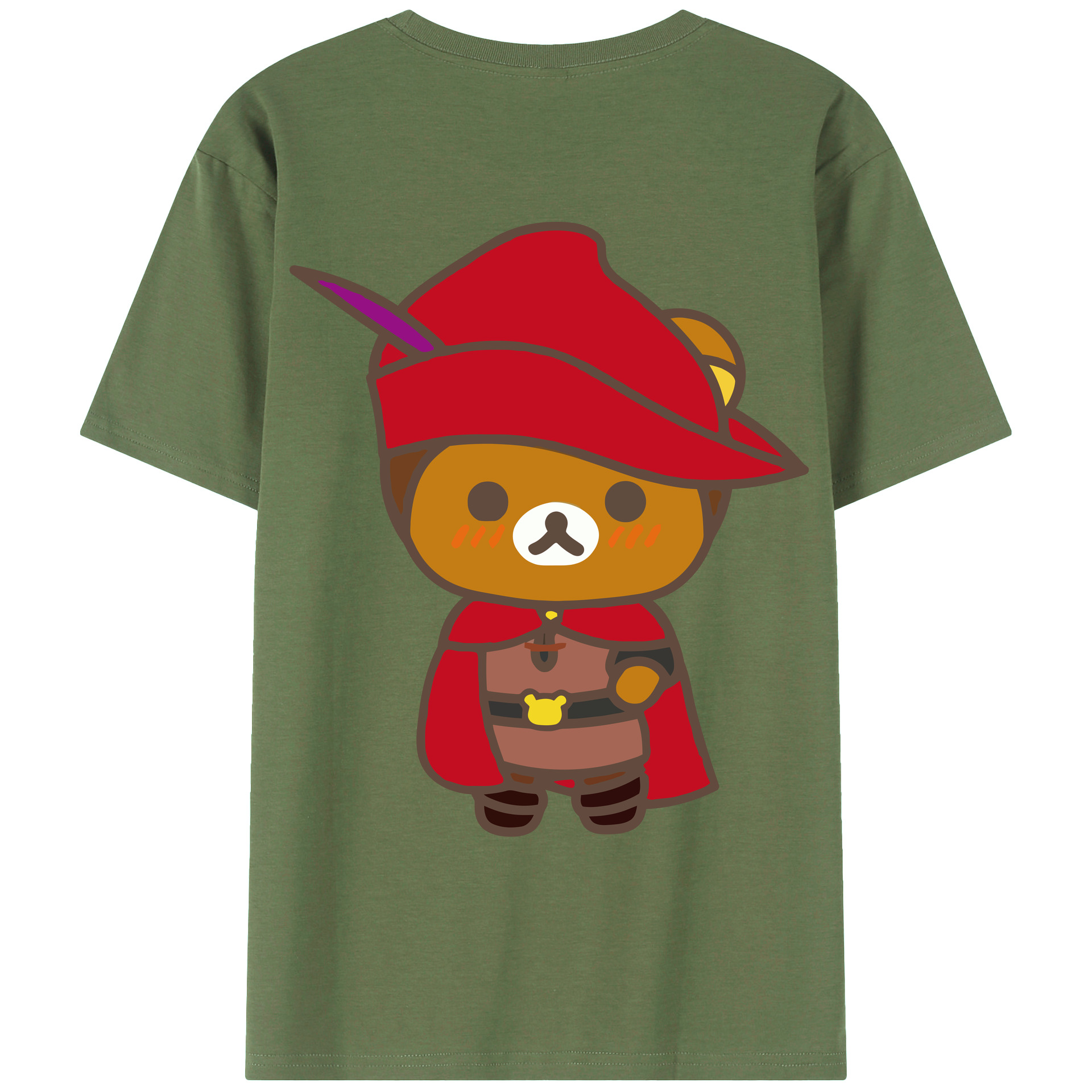 （画像用） リラックマ リラックマ キイロイトリ Rilakkuma Korilakkuma Kiiroitori 綿100％ メンズ半袖Tシャツ（バックプリント） 通気性